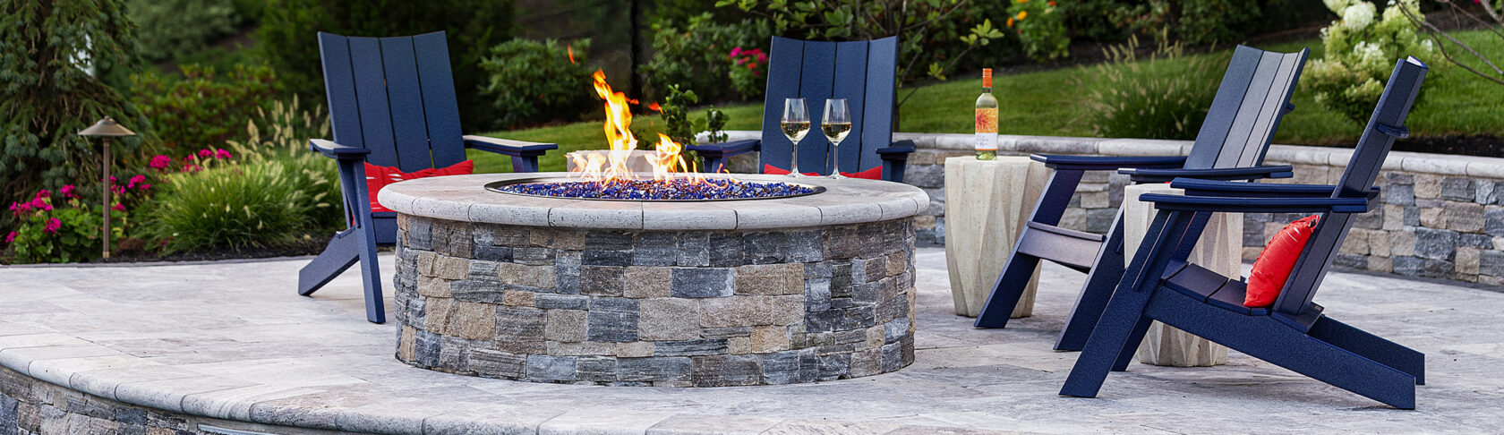 Norfolk MA Pool fire pit and water feature