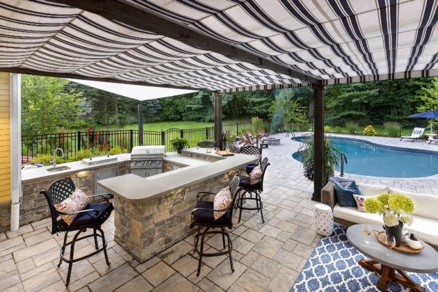 Stow MA Pool outdoor kitchen and bar top