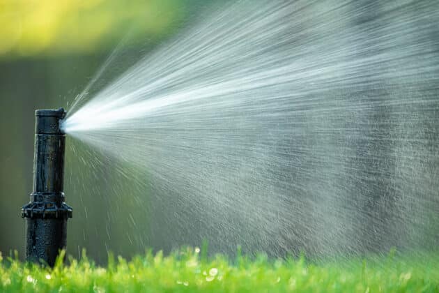 Irrigation Lawn Sprinkler Running