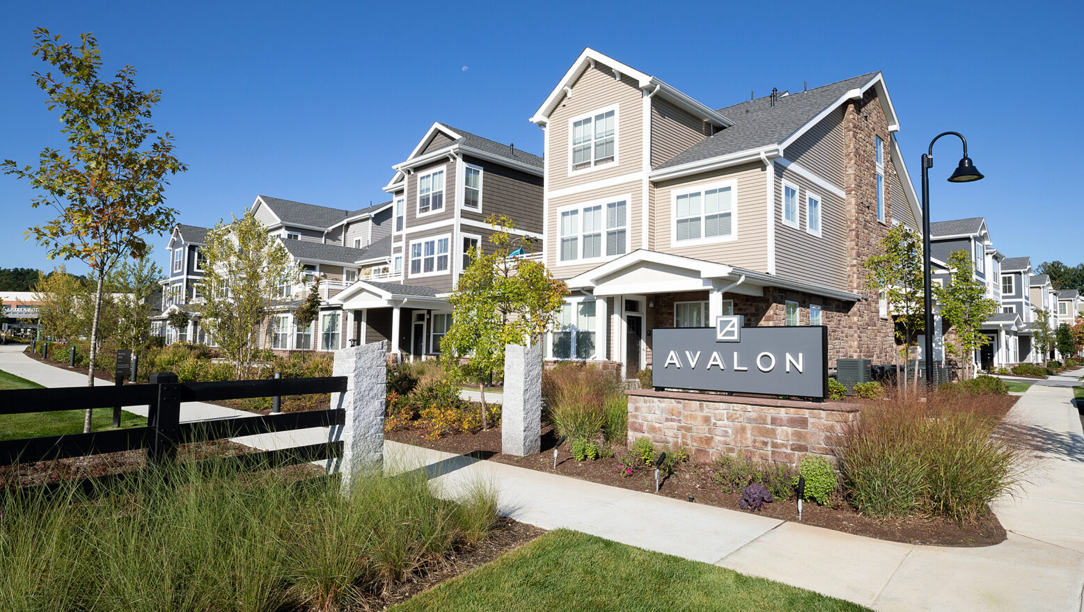Avalon Sudbury Entrance Sign and concrete sidewalks.